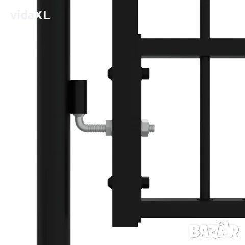 vidaXL Оградна порта KAMPEN с връх, черна, 103x125 см, стомана, снимка 4 - Огради и мрежи - 56146087