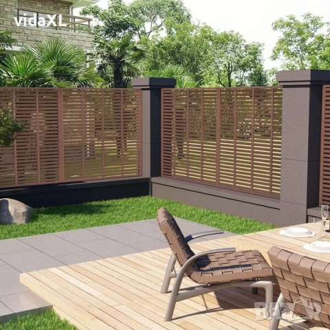 vidaXL Ограда с ламели, WPC, 180x180 см, кафява(SKU:318106), снимка 2 - Огради и мрежи - 53314908