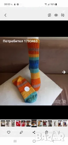 Ръчно плетени чорапи с картинка 38 размер, снимка 3 - Дамски чорапи - 34485094