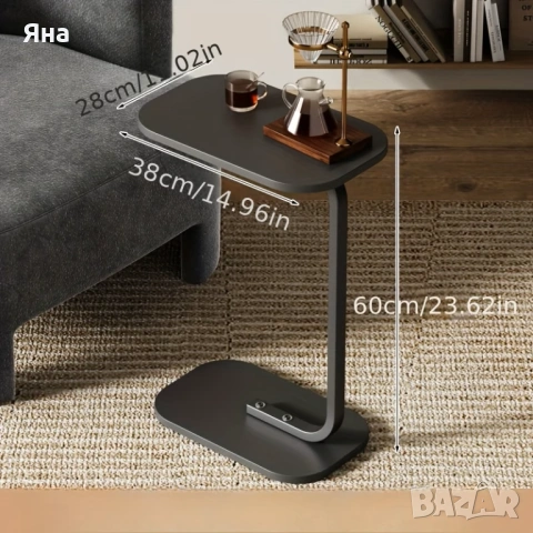 Дървена маса, овалната C-образна масичка за кафе, лаптоп, цветя, книги, снимка 10 - Маси - 53964059