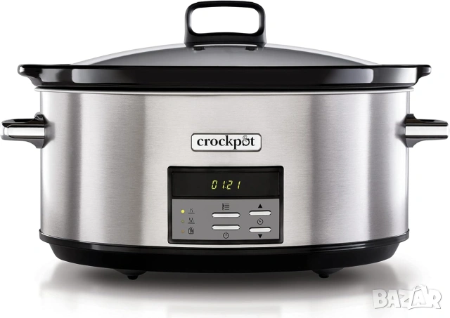 Crock-Pot CSC063X-01 Уред за бавно готвене , 7.5 л Digital, Керамичен съд, Стъклен капак, Inox