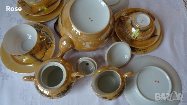 Японски порцеланови тройни сетове, чайник, захарница и каничка, снимка 5 - Сервизи - 53976446