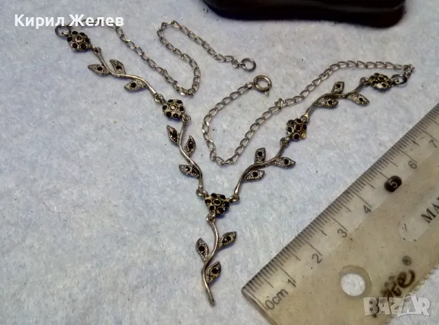 РАЗКОШНО ФЛОРАЛНО СКЪПОЦЕННО СРЕБЪРНО КОЛИЕ СРЕБРО 925 с ЮВЕЛИРНО ФАСЕТИРАНИ МАРКАЗИТИ 37725, снимка 3 - Колиета, медальони, синджири - 49606164