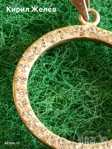 Сребърна висулка кръг с инкрустирани кристали подходящ аксесоар за ежедневието 51799, снимка 4 - Колиета, медальони, синджири - 54005355