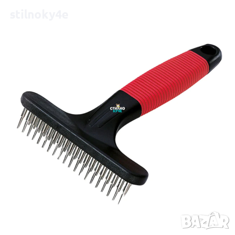 Двуредовом метален гребен с въртящи се зъбци Метални гребени за кучета със средна/дълга козина, снимка 1