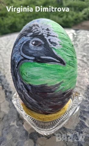 Рисувани яйца от Ему ибукет от паунови пера, снимка 4 - Декорация за дома - 54091195