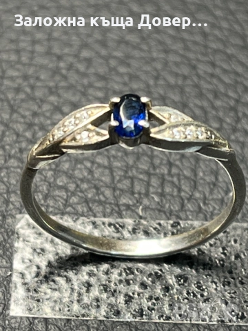 Сребърен пръстен естествен син САПФИР  камък 925 silver, снимка 2 - Пръстени - 52727604