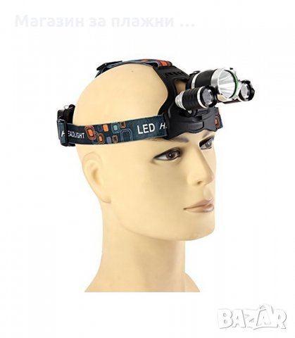 МОЩЕН ТРОЕН ЧЕЛНИК С 1 CREE LED+2 COB LED ДИОДА С МОЩНОСТ 3000LM 30W - код 1868, снимка 2 - Екипировка - 34240471