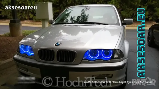 Ангелски очи многоцветни RGB LED Фарове Angel Eyes DRL за кола пръстени 4x131 mm за BMW, снимка 10 - Аксесоари и консумативи - 48040281