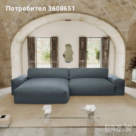 Ъглов диван BLISS с мека тъкана материя