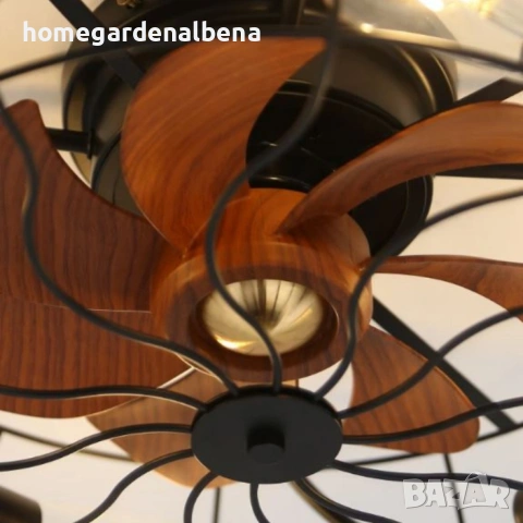 Вентилатор за Таван с LED Осветление | 50 см | Индустриален Стил, снимка 6 - Вентилатори - 54211467