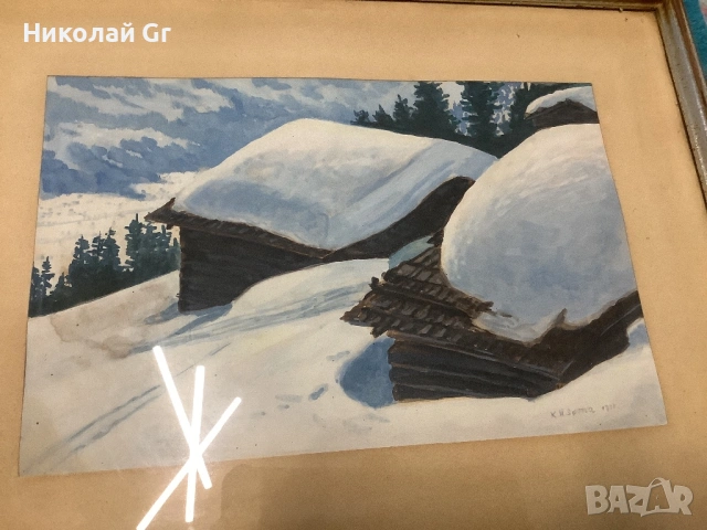 Акварелна живопис 1938 години размер на картината 27/ 17 см художник К Spona , снимка 2 - Колекции - 53230823