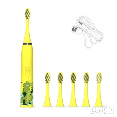 Електрическа акумулаторна детска четка за зъби с USB 6 накрайника, снимка 3 - Други - 52085170