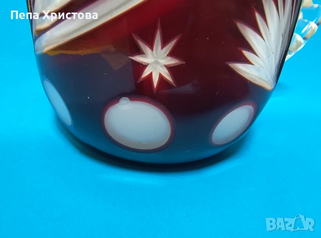 Халба от бохемски двуслоен кристалин, снимка 2 - Чаши - 51078695