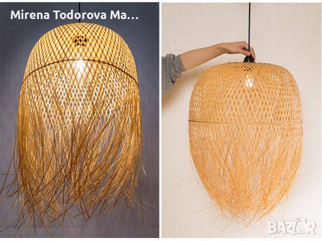 Бамбуков полилей Ретро висяща светлина от бамбук Югоизточна Азия, снимка 3 - Лампи за таван - 36910060