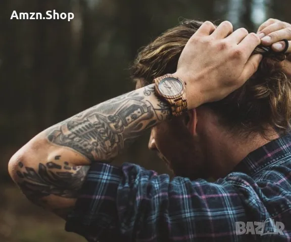 Уникален дървен часовник #mywoodwatch часовник от естествено дърво , снимка 4 - Мъжки - 47295700