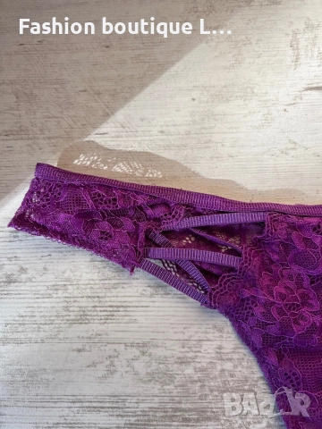 Лилави прашки с дантела и панделка със сребристо сърце М размер 💜, снимка 3 - Бельо - 52402207