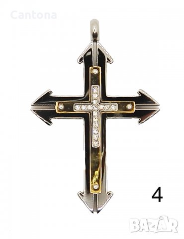 Кръст от медицинска стомана 316L, с цирконий - различни цветове, снимка 4 - Колиета, медальони, синджири - 38147607