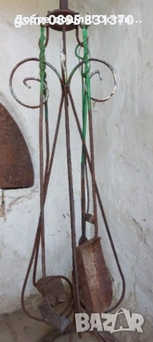 Дървена стара кутия за стена с капак, дървен чук, точилка, комплект за камина, снимка 18 - Антикварни и старинни предмети - 29729469