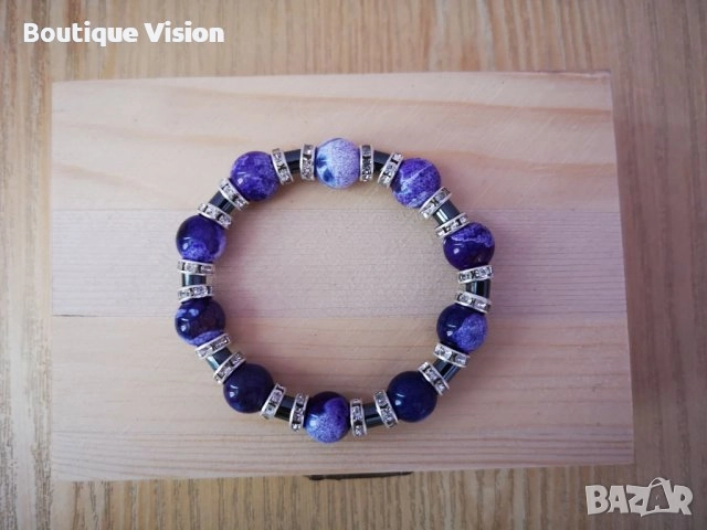 Ново! Гривни с естествени камъни - Ахати различни видове, снимка 5 - Гривни - 31532478