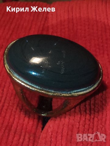 СТАР МЕДЕН ПРЪСТЕН с ПОЛИРАН ЮВЕЛИРНО ГОЛЯМ ЧЕРЕН АХАТ 91241, снимка 10 - Пръстени - 36419090