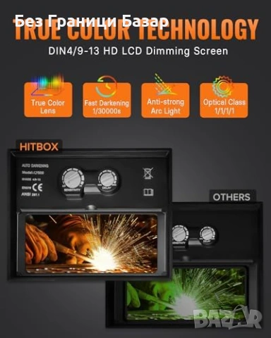 Нов Заваръчен шлем соларен авто затъмнение за MIG TIG плазма 4/9-13, снимка 3 - Други инструменти - 54225982