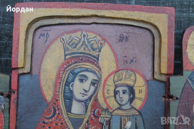 Икона триптих, снимка 2 - Антикварни и старинни предмети - 38883401