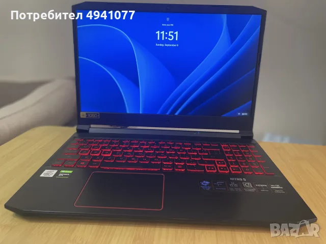 Acer Nitro 5 AN515-55 | i7-10750H | GTX 1650 Ti | 8GB RAM | 512GB SSD, снимка 4 - Лаптопи за игри - 55967466