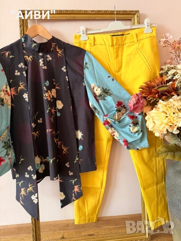 Дамски стилен панталон и риза VERO MODA, снимка 3 - Панталони - 53889568