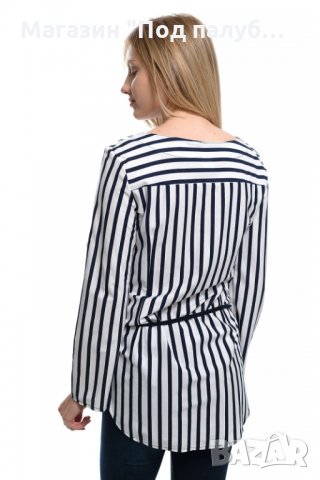 Нова дамска моряшка риза тип туника на тъмносиньо и бяло райе, снимка 3 - Ризи - 28296062