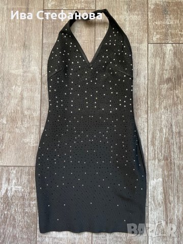 Черна бандажна къса рокля с камъни сваровски-Swarovski Crystal, снимка 4 - Рокли - 26748945