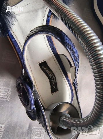 Сини екзотични кожени сандали DOLCE&GABBANA, снимка 7 - Сандали - 53963413