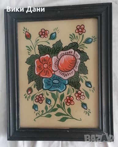 стъклописи дървена рамка 1980, снимка 3 - Картини - 42782543