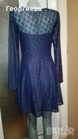 Луксозна синя рокля на Н&М, от дантела - ПРОМОЦИЯ👗🌹S/M,M👗🌹арт.871, снимка 4 - Рокли - 30729219