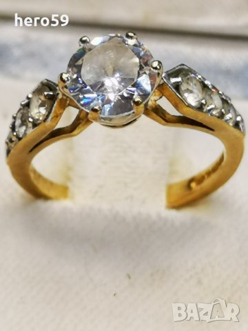 Златен дамски пръстен с планински кристал, снимка 4 - Пръстени - 30091510
