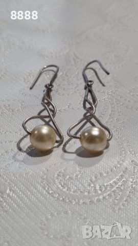Сребърни обеци 925 с перли , снимка 4 - Обеци - 44279302