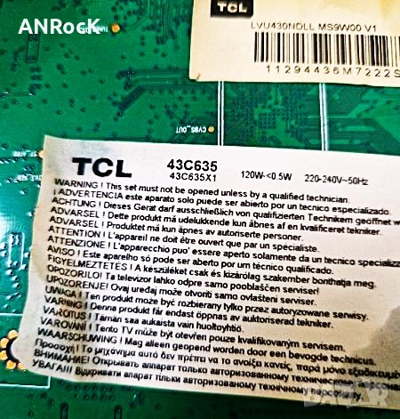Main board 40-R51MTE-MAA2HG 11602-500458 RT2851 RT2851M за ТВ TCL 43C635, снимка 2 - Части и Платки - 53350927