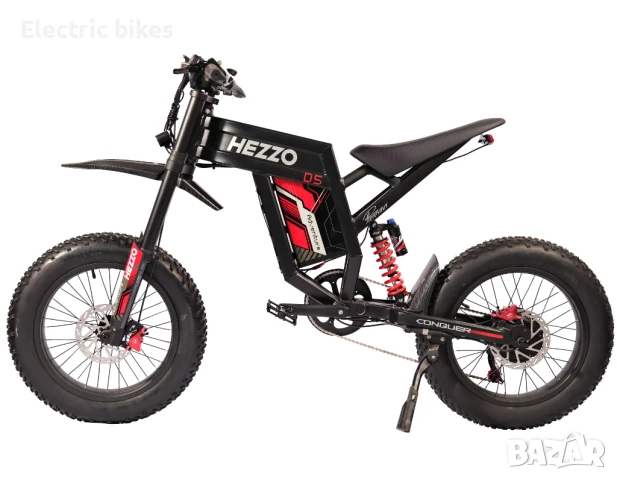 Електрически кросов велосипед HEZZO D5 – 3000W, 70 км/ч, 150 км пробег, снимка 5 - Велосипеди - 50835705