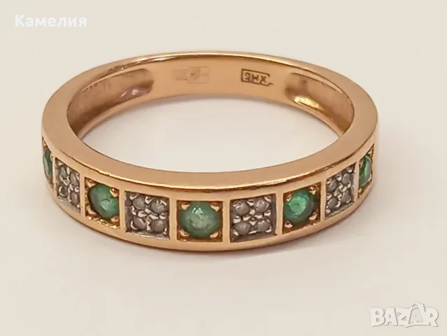 Руско злато. Пръстен с брилианти , снимка 2 - Пръстени - 55852118