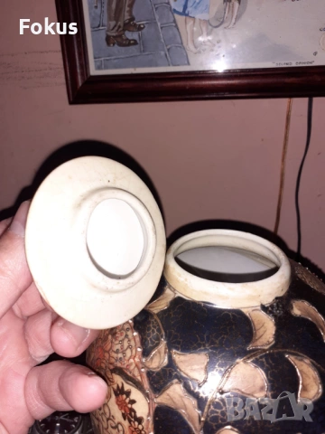 Сатцума Satsuma стара ваза буркан порцелан маркиран, снимка 3 - Антикварни и старинни предмети - 53357678