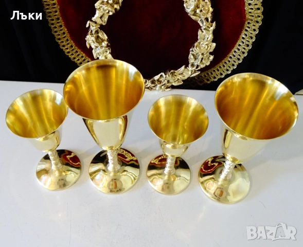Бронзови чаши за вино 140 мл.,релефно грозде,позлата. , снимка 11 - Антикварни и старинни предмети - 52228282