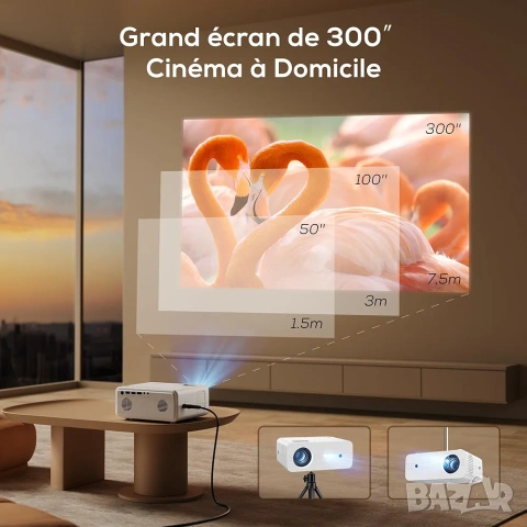 4K Мултимедиен Проектор AKIYO O7, Native 1080P, WiFi 6, Bluetooth 5.2 + Статив, снимка 5 - Плейъри, домашно кино, прожектори - 53314333