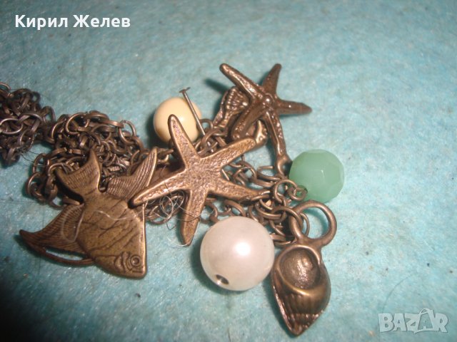 МЕСИНГОВА МОДНА ОГЪРЛИЦА с ФИГУРАЛНИ АРТ ВИСУЛКИ и ФАСЕТИРАН МИНЕРАЛ 25175, снимка 7 - Колиета, медальони, синджири - 35307981