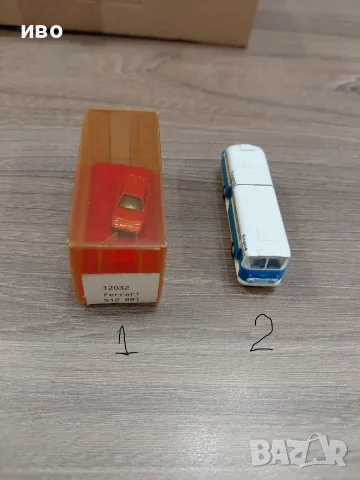 Количка "Ферари" и автобус "Икарус" в мащаб N 1:160, снимка 2 - Колекции - 56167178