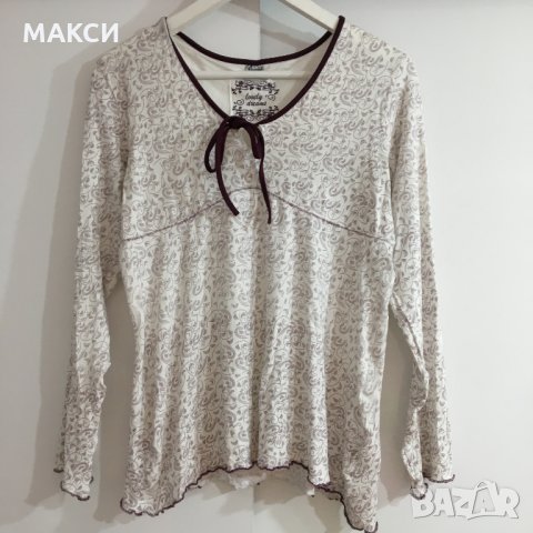 Маркова еластична ефектна и нежна блузка с вързалки, снимка 1