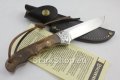 Уникален ловен нож Browning с орехова дръжка и кожен калъф, снимка 3