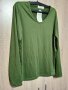 Маслено зелена тънка блуза с дълги ръкави, снимка 1 - Блузи с дълъг ръкав и пуловери - 40701435
