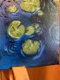 Българска картина маслени бои върху платно “Нощно езеро”, снимка 3