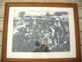 Гравюра "На полето" от Мариана Петрашку-Риглер 1956-57, снимка 1 - Други ценни предмети - 30436332