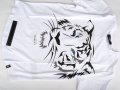 Бяла памучна мъжка тениска с тигър с кристали марка Avenue George V Paris - М, снимка 6